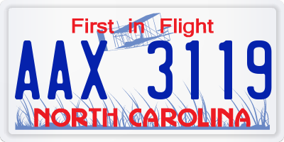 NC license plate AAX3119