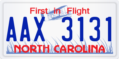 NC license plate AAX3131