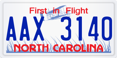 NC license plate AAX3140