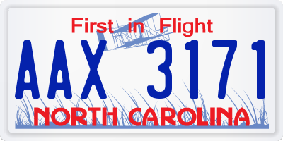 NC license plate AAX3171