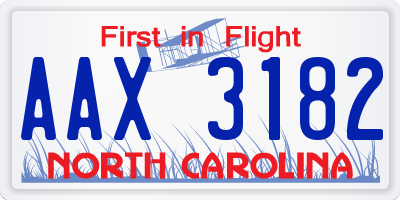 NC license plate AAX3182