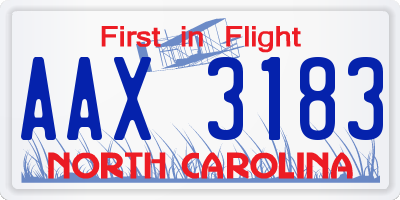 NC license plate AAX3183