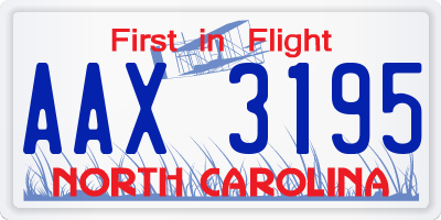NC license plate AAX3195