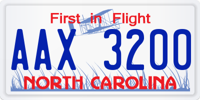 NC license plate AAX3200