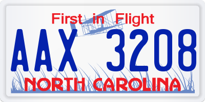 NC license plate AAX3208