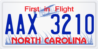 NC license plate AAX3210