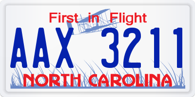 NC license plate AAX3211