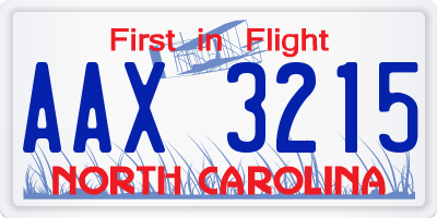 NC license plate AAX3215