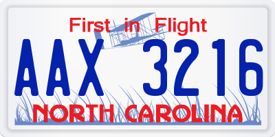 NC license plate AAX3216