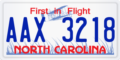 NC license plate AAX3218