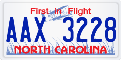 NC license plate AAX3228