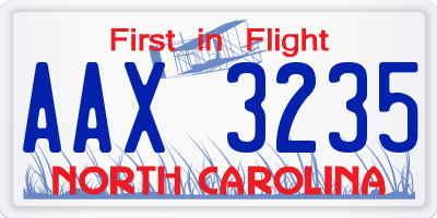 NC license plate AAX3235