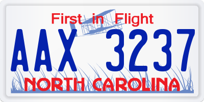 NC license plate AAX3237