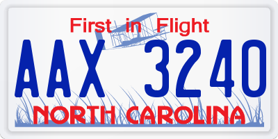 NC license plate AAX3240