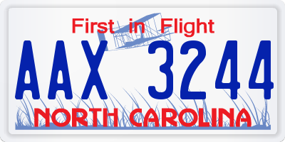 NC license plate AAX3244