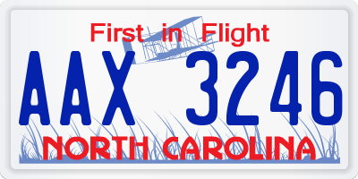 NC license plate AAX3246