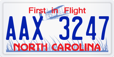 NC license plate AAX3247
