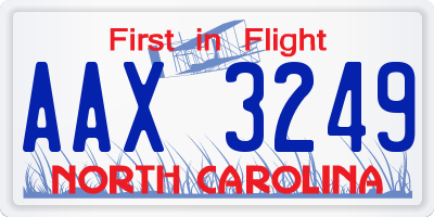 NC license plate AAX3249