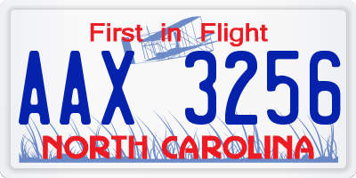 NC license plate AAX3256