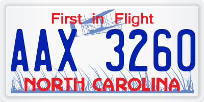NC license plate AAX3260