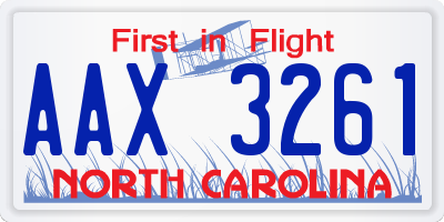 NC license plate AAX3261