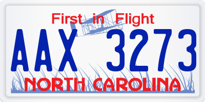 NC license plate AAX3273
