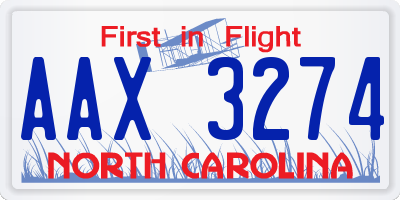 NC license plate AAX3274