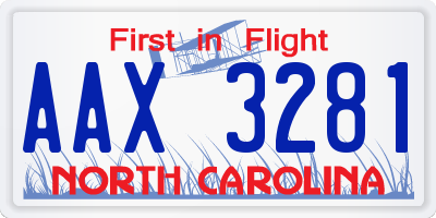 NC license plate AAX3281