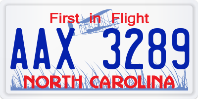 NC license plate AAX3289