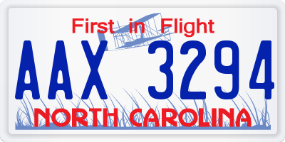 NC license plate AAX3294