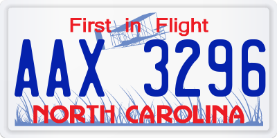 NC license plate AAX3296