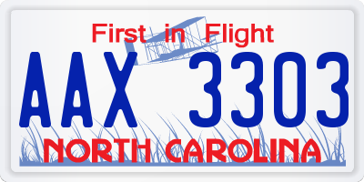NC license plate AAX3303