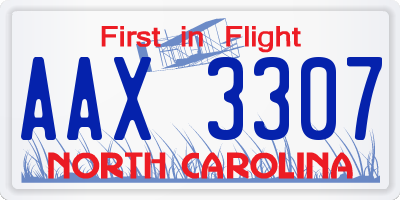 NC license plate AAX3307