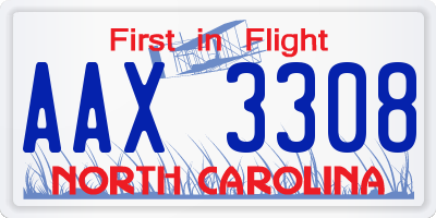 NC license plate AAX3308