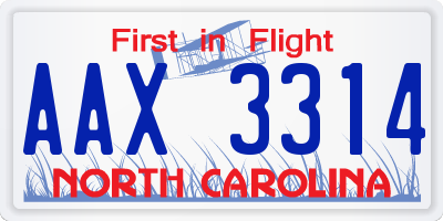 NC license plate AAX3314