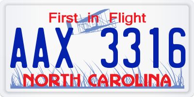 NC license plate AAX3316