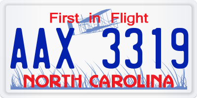 NC license plate AAX3319