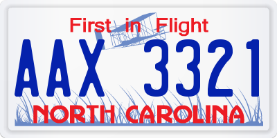 NC license plate AAX3321