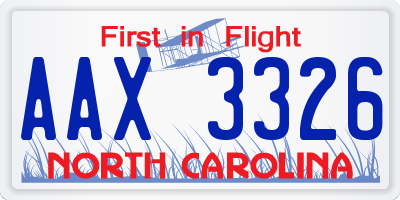 NC license plate AAX3326