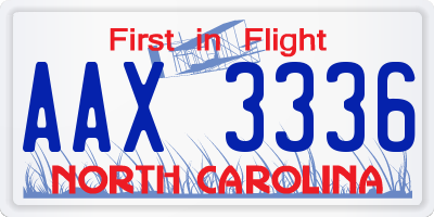 NC license plate AAX3336