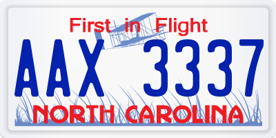 NC license plate AAX3337