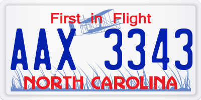 NC license plate AAX3343