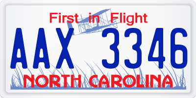 NC license plate AAX3346