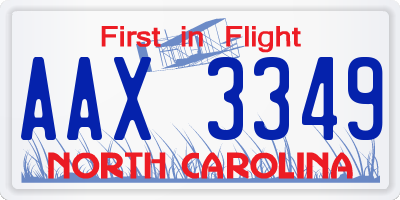 NC license plate AAX3349