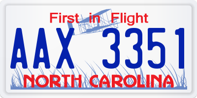 NC license plate AAX3351