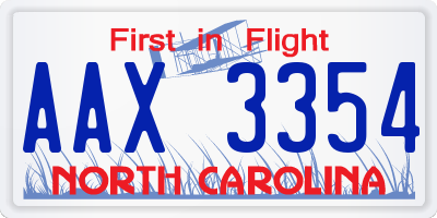 NC license plate AAX3354