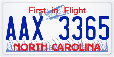 NC license plate AAX3365