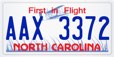 NC license plate AAX3372
