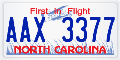 NC license plate AAX3377
