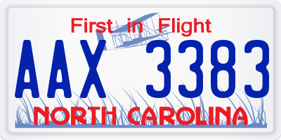 NC license plate AAX3383